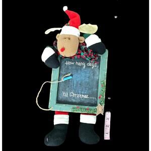 Vintage Count Down to Christmas Chalkboard Wall Hanger Rodney Reindeer Style